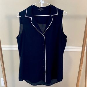 Express Black Sleeveless Blouse with Contract Trim